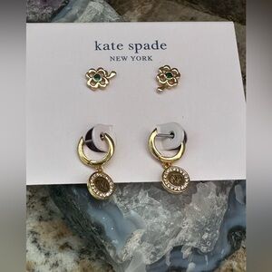 Kate Spade Gold CZ Elephant Four Leaf Clover Earrings